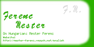 ferenc mester business card